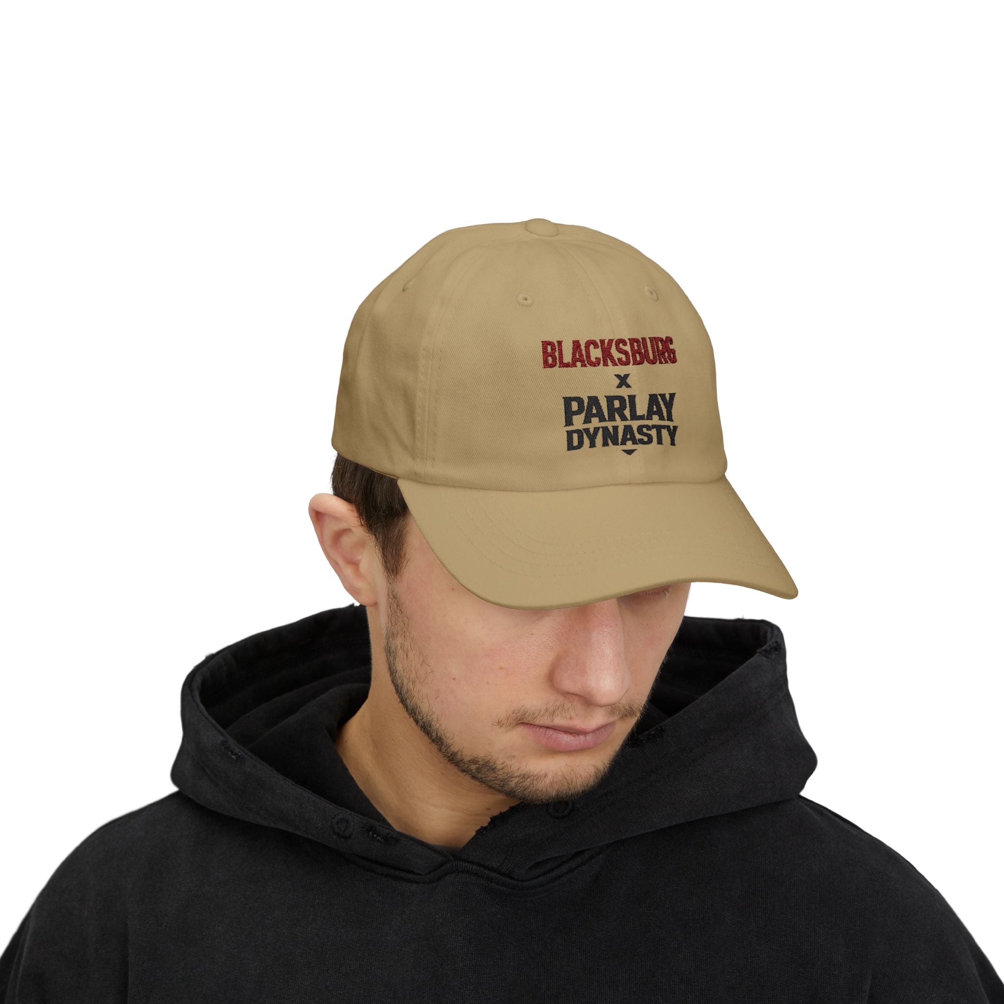 Blacksburg x Parlay Dynasty Dad Cap — Embroidered White Baseball Hat