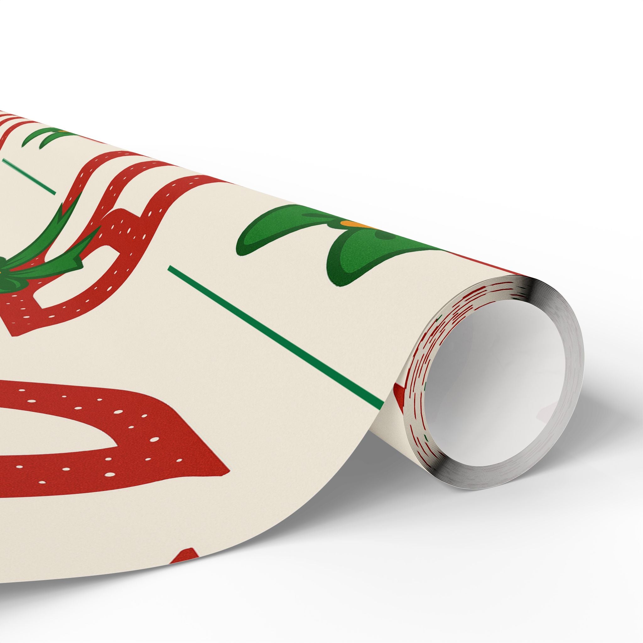 Christmas ‘Ho Ho Ho’ Wrapping Paper Roll — Festive Red & Green Holiday Gift Wrap