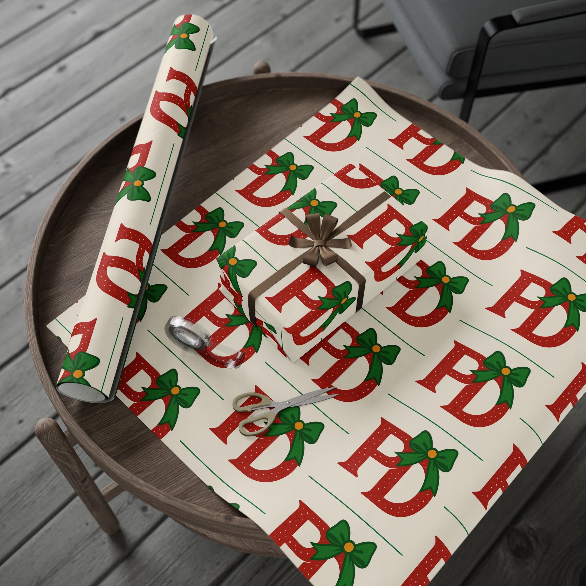 Christmas ‘Ho Ho Ho’ Wrapping Paper Roll — Festive Red & Green Holiday Gift Wrap