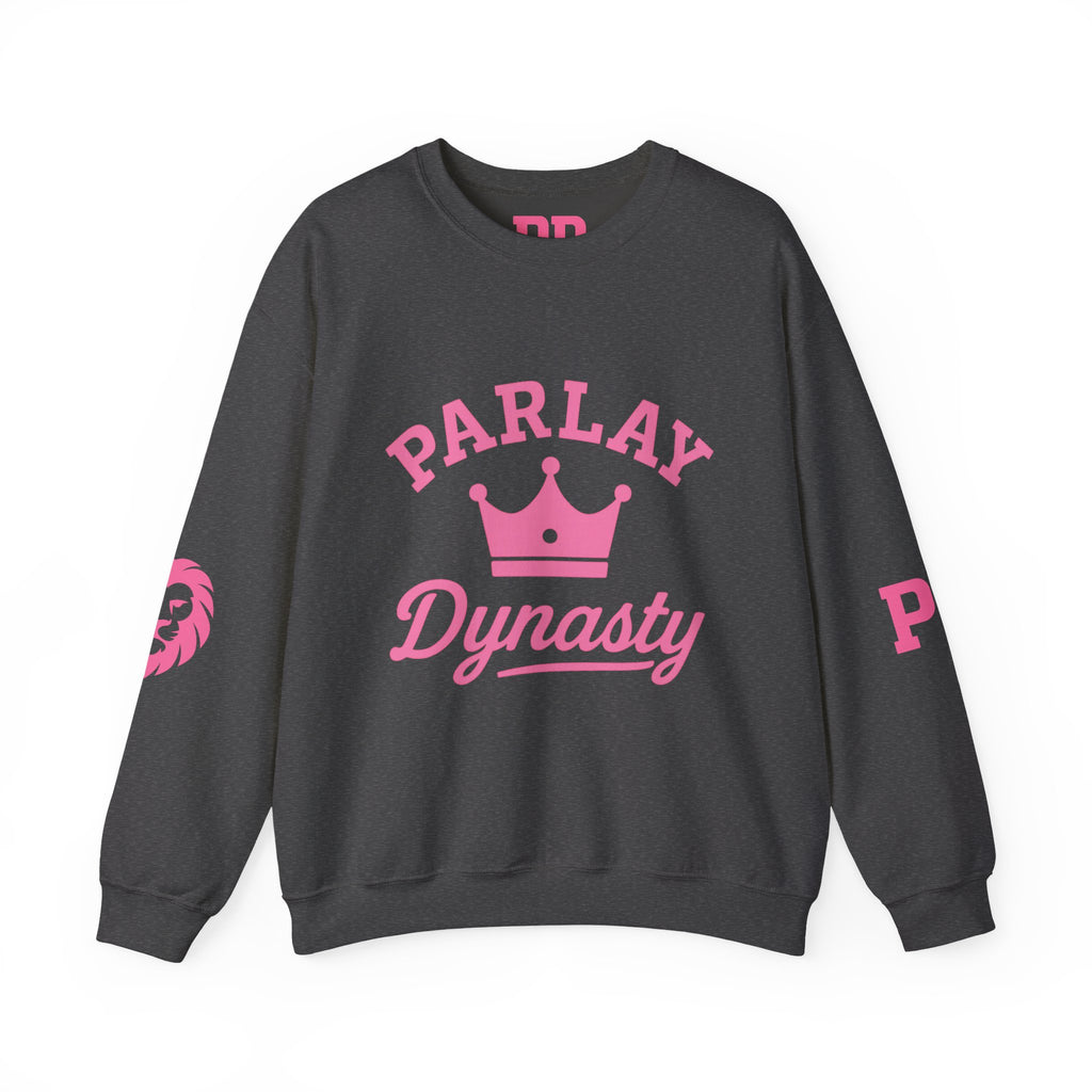 Parlay Dynasty Crewneck Sweatshirt — Pink Crown Logo Sports Fan Pullover