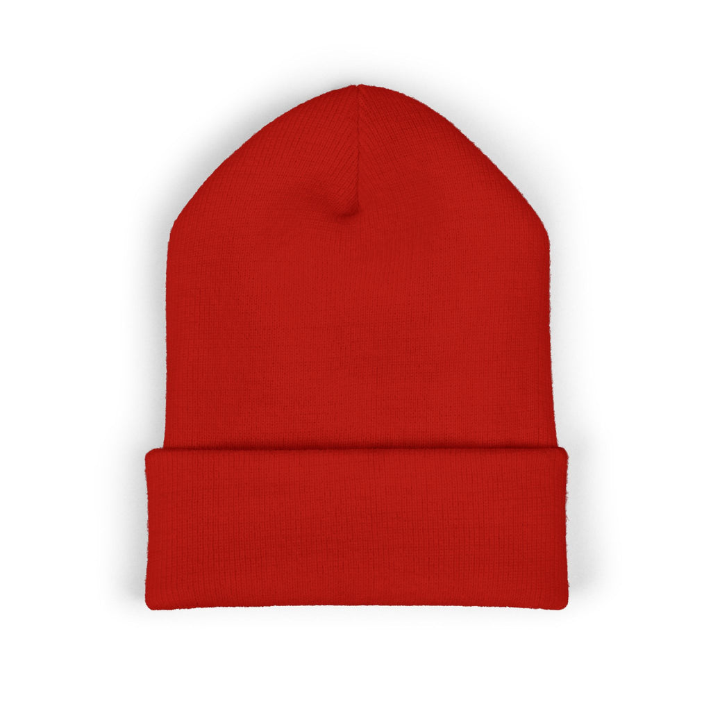 PD Embroidered Cuffed Beanie — Classic Knit Winter Hat