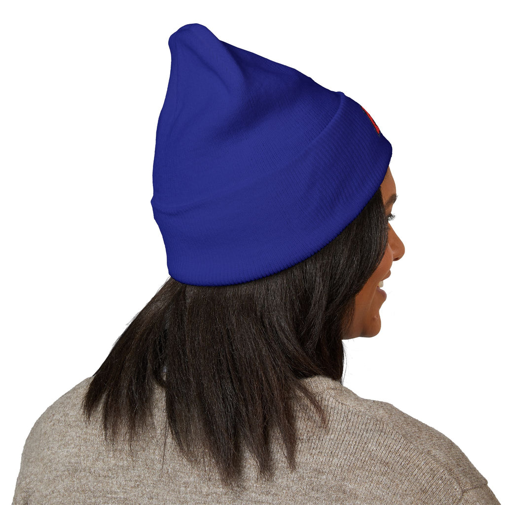 PD Embroidered Cuffed Beanie — Classic Knit Winter Hat