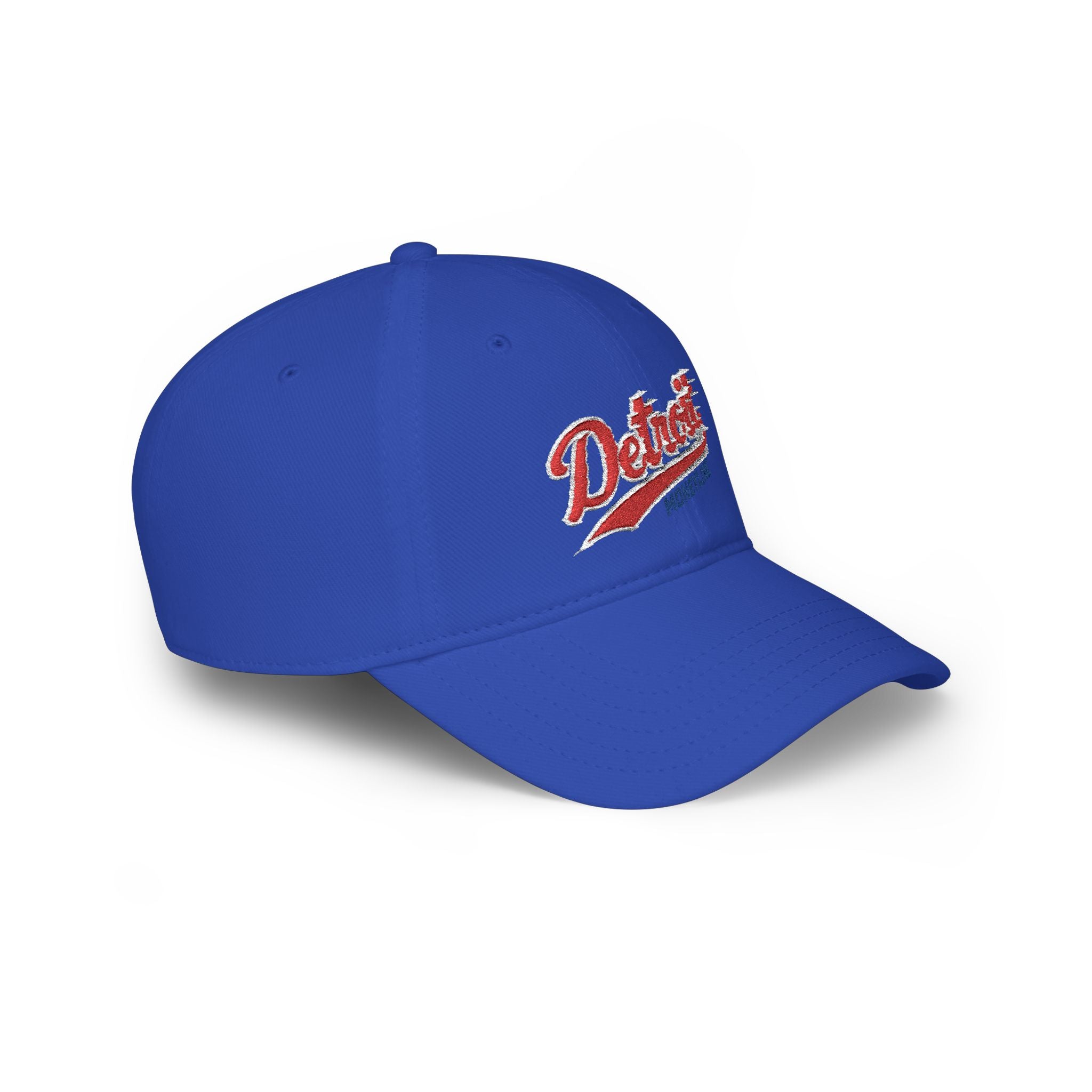 Detroit Monuments Low Profile Baseball Cap — Retro Script Red Hat
