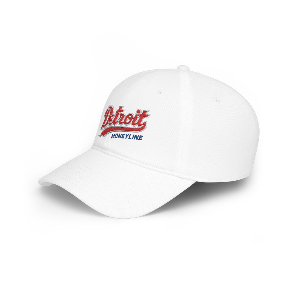 Detroit Monuments Low Profile Baseball Cap — Retro Script Red Hat
