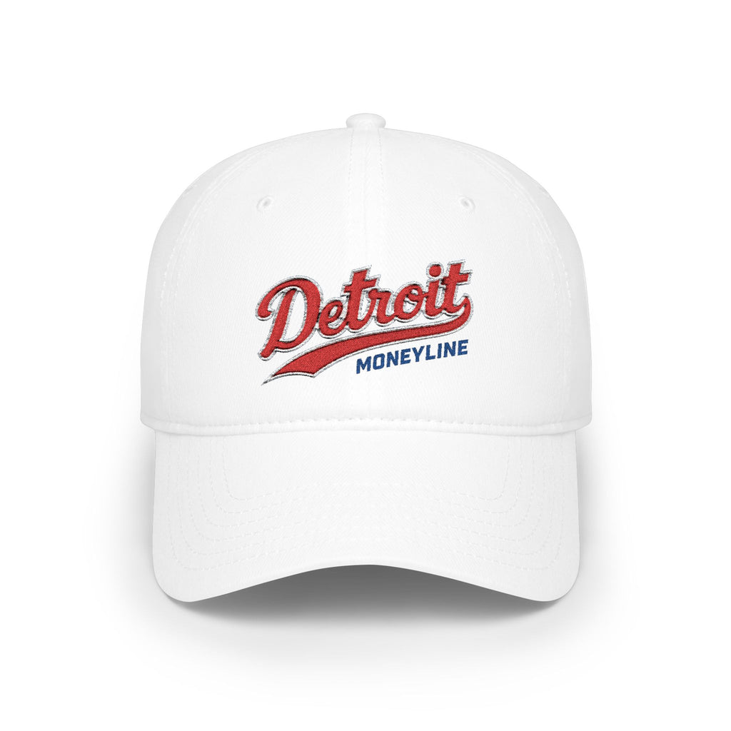 Detroit Monuments Low Profile Baseball Cap — Retro Script Red Hat