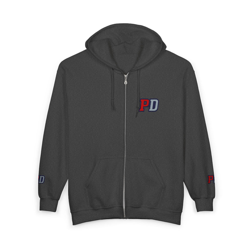 Zip Hoodie with Small Smiley Logo – Casual Everyday Full-Zip Sweatshirt