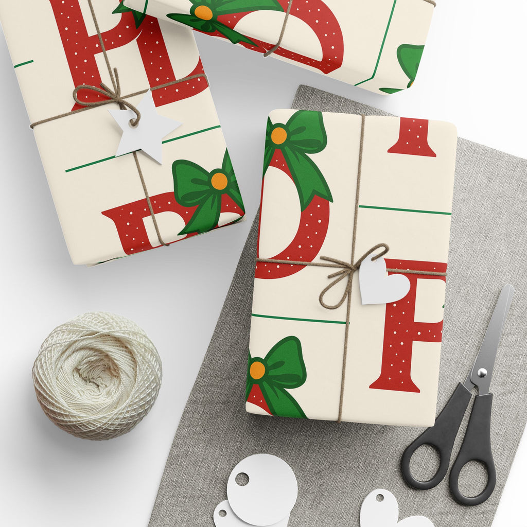Christmas ‘Ho Ho Ho’ Wrapping Paper Roll — Festive Red & Green Holiday Gift Wrap