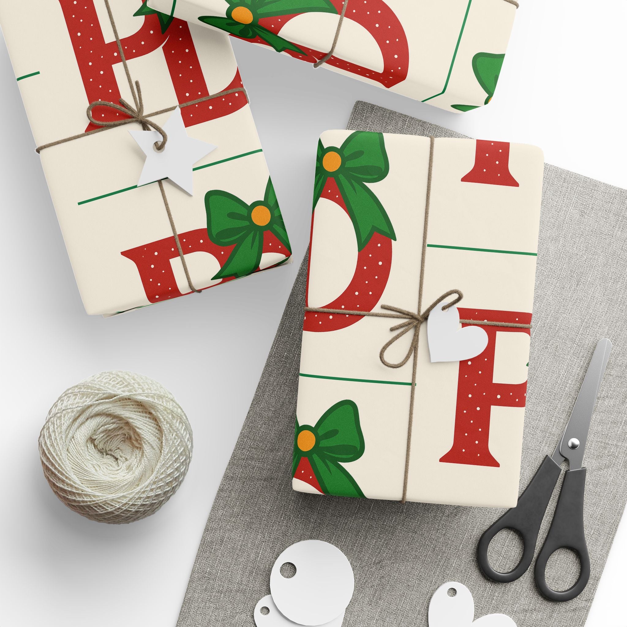 Christmas ‘Ho Ho Ho’ Wrapping Paper Roll — Festive Red & Green Holiday Gift Wrap