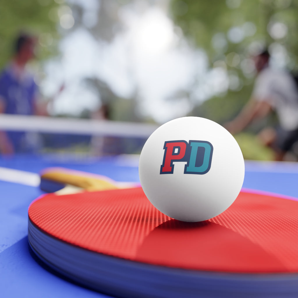 Ping Pong Balls (6-Pack) — White Table Tennis Balls with Red & Blue "PD" Logo