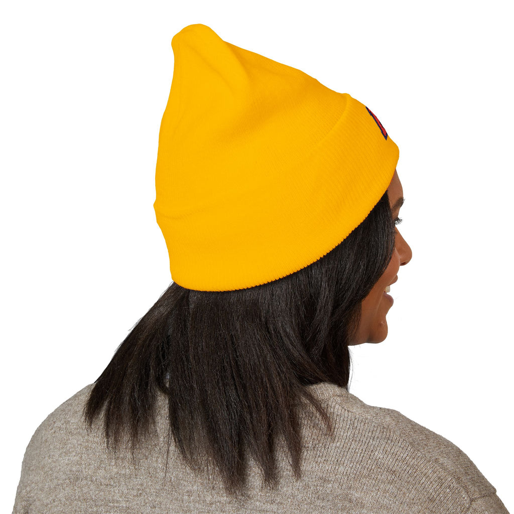 PD Embroidered Cuffed Beanie — Classic Knit Winter Hat