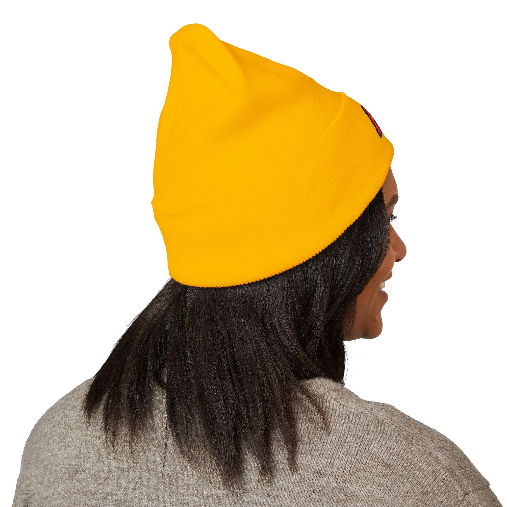 PD Embroidered Cuffed Beanie — Classic Knit Winter Hat