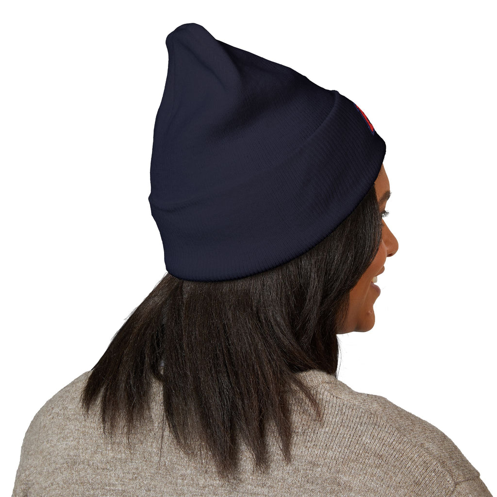 PD Embroidered Cuffed Beanie — Classic Knit Winter Hat