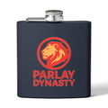 Parlay Dynasty 6oz Stainless Steel Flask — Lion Logo Pocket Flask for Sports Fans & Tailgates