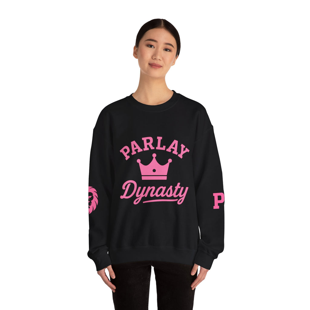 Parlay Dynasty Crewneck Sweatshirt — Pink Crown Logo Sports Fan Pullover