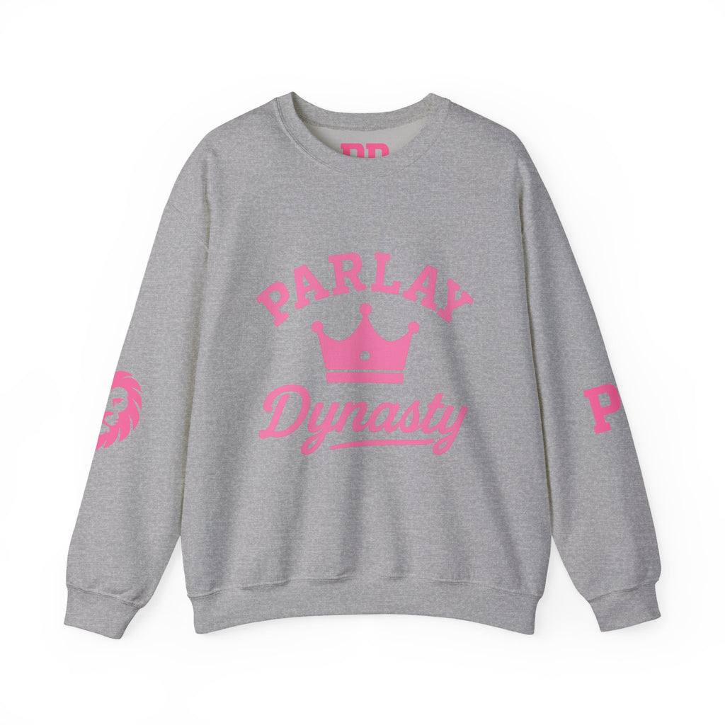 Parlay Dynasty Crewneck Sweatshirt — Pink Crown Logo Sports Fan Pullover