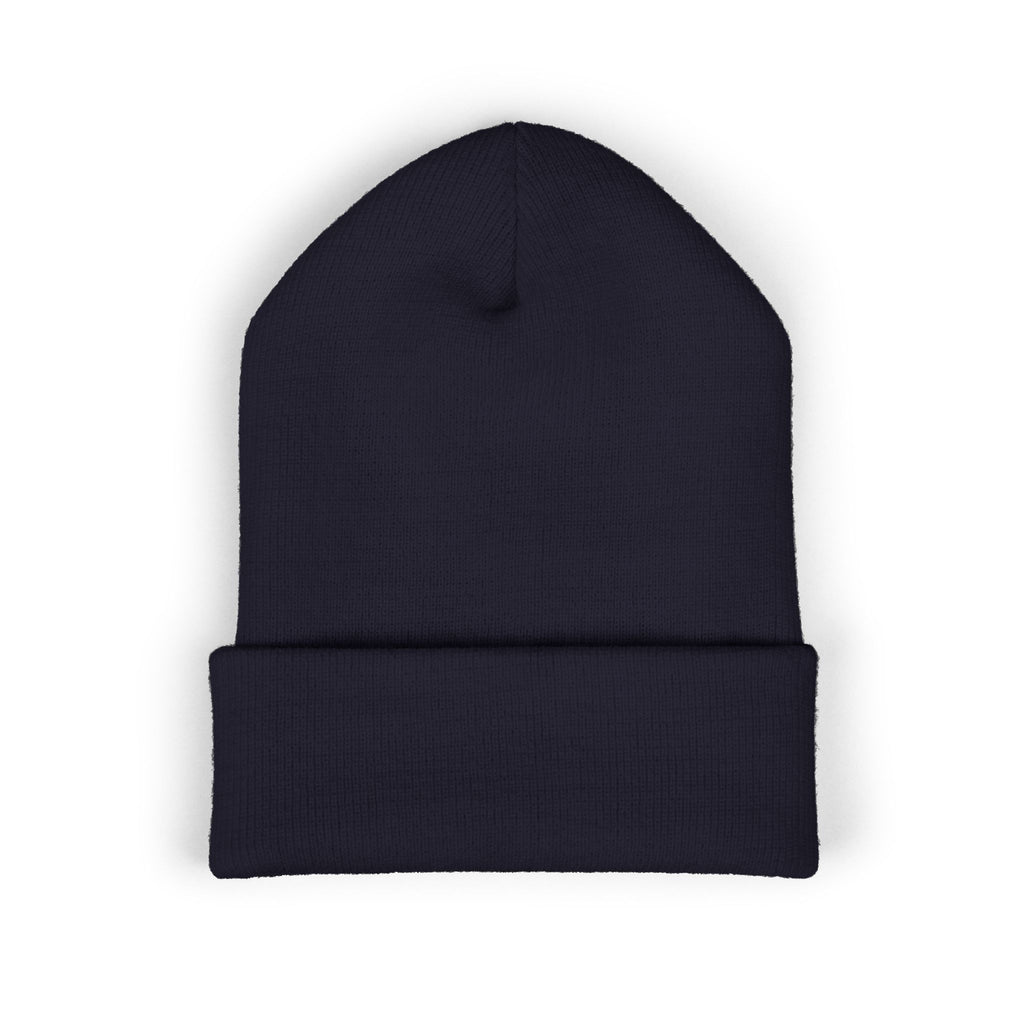PD Embroidered Cuffed Beanie — Classic Knit Winter Hat