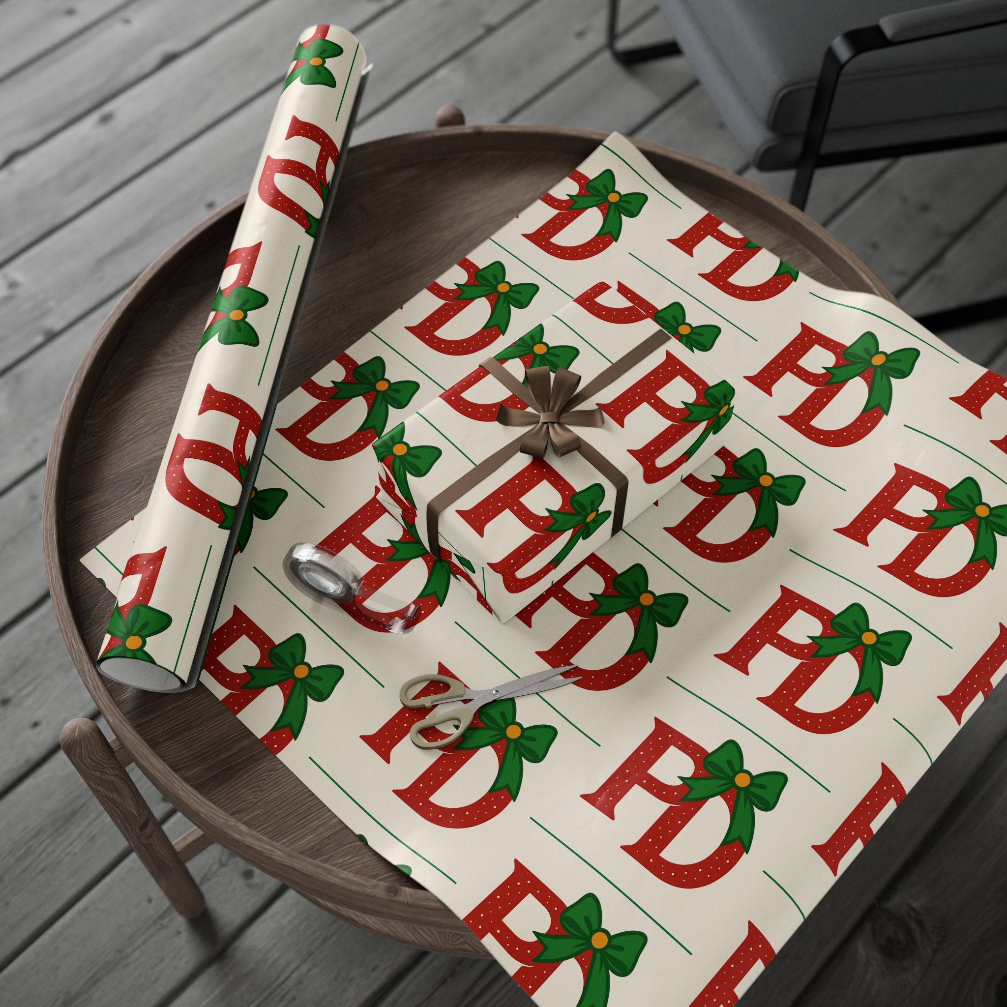 Christmas ‘Ho Ho Ho’ Wrapping Paper Roll — Festive Red & Green Holiday Gift Wrap