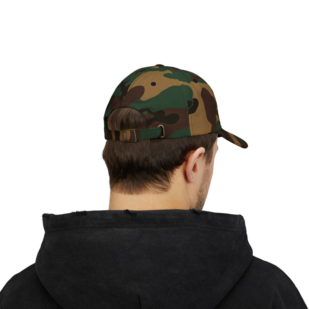 Embroidered PD Dad Cap — Vintage Script Patch Baseball Hat