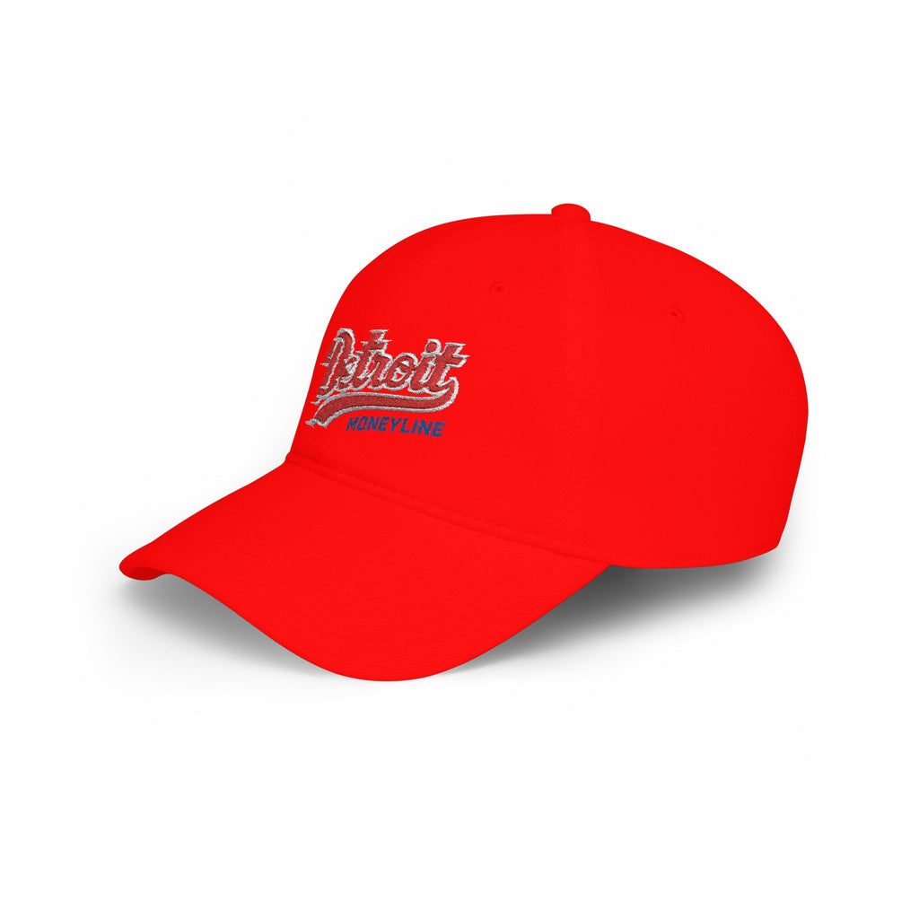 Detroit Monuments Low Profile Baseball Cap — Retro Script Red Hat