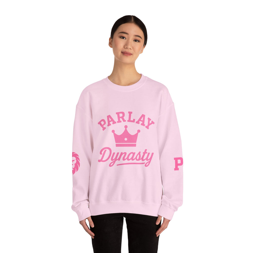 Parlay Dynasty Crewneck Sweatshirt — Pink Crown Logo Sports Fan Pullover