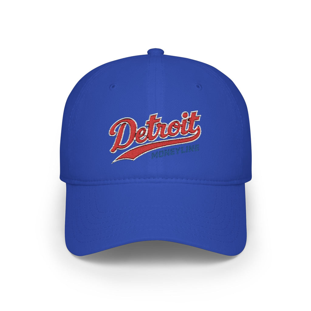 Detroit Monuments Low Profile Baseball Cap — Retro Script Red Hat