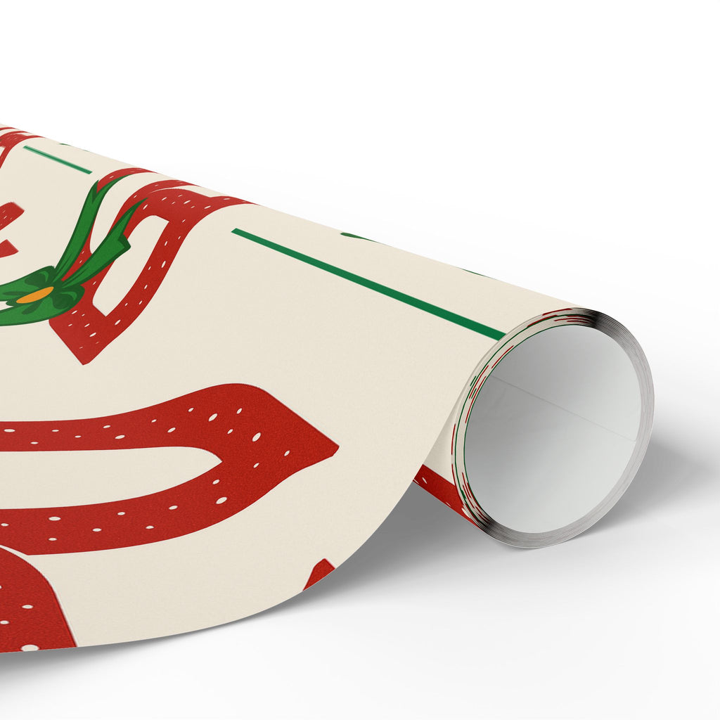 Christmas ‘Ho Ho Ho’ Wrapping Paper Roll — Festive Red & Green Holiday Gift Wrap