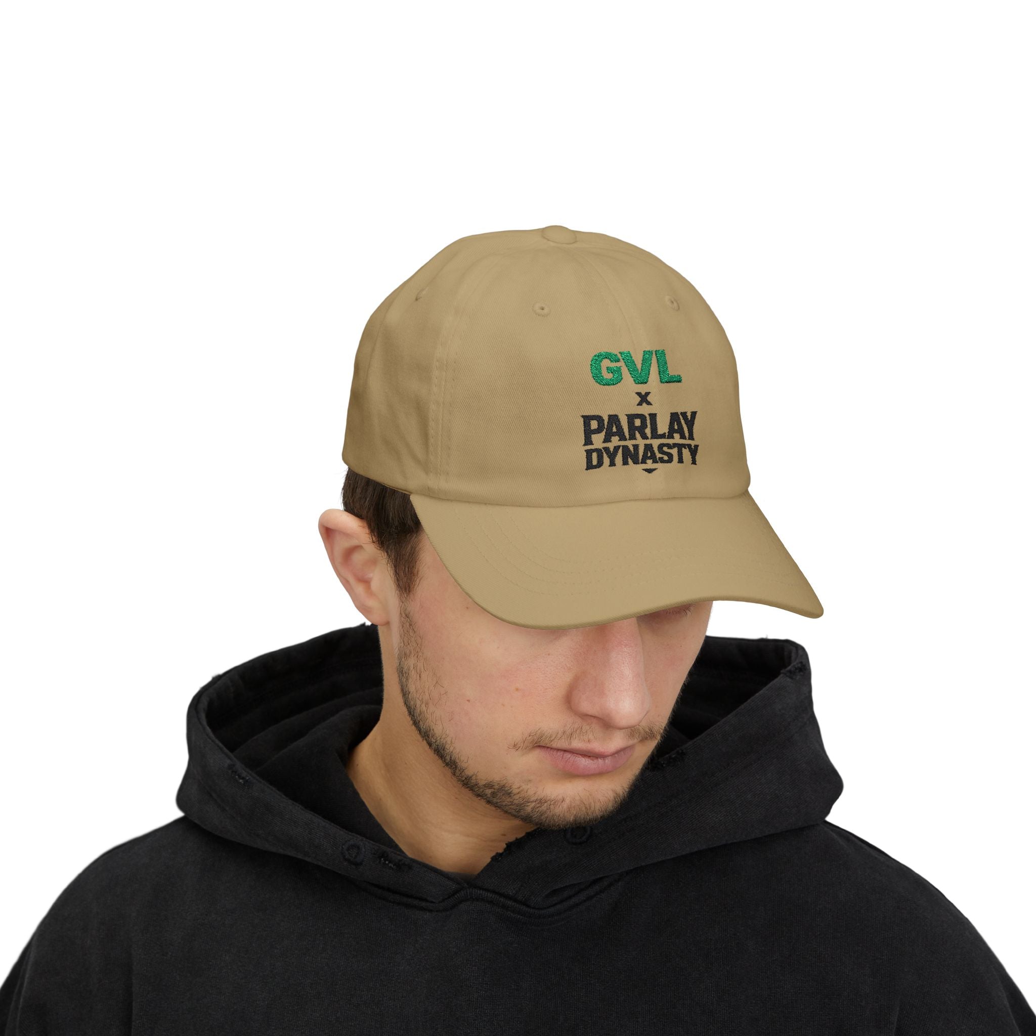 GVL x Parlay Dynasty Embroidered Dad Cap — White Classic Baseball Hat