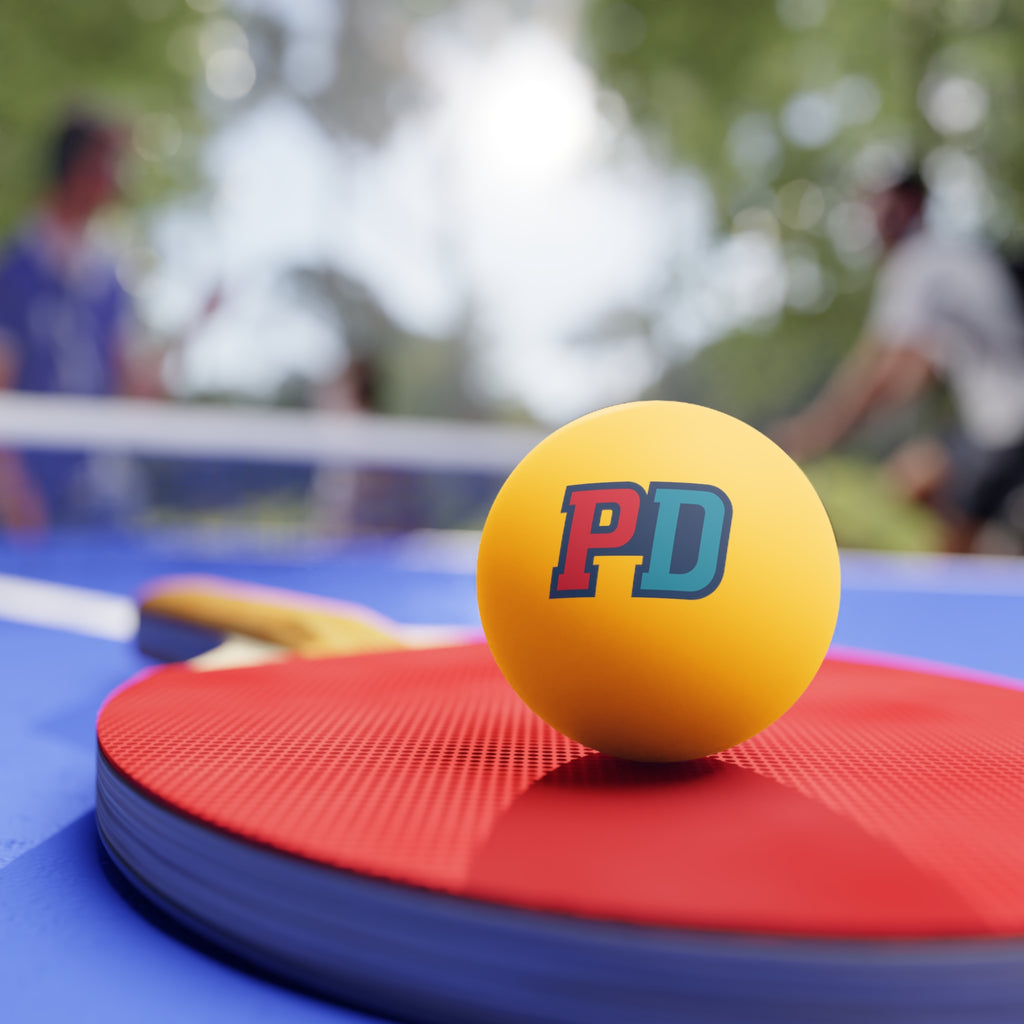 Ping Pong Balls (6-Pack) — White Table Tennis Balls with Red & Blue "PD" Logo