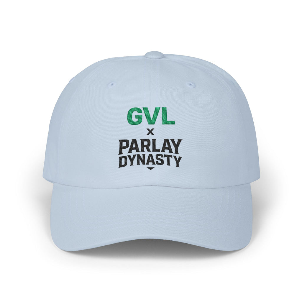 GVL x Parlay Dynasty Embroidered Dad Cap — White Classic Baseball Hat