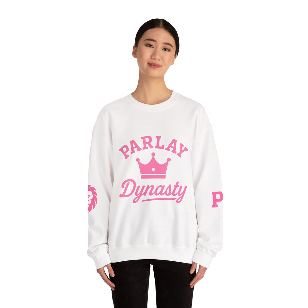 Parlay Dynasty Crewneck Sweatshirt — Pink Crown Logo Sports Fan Pullover