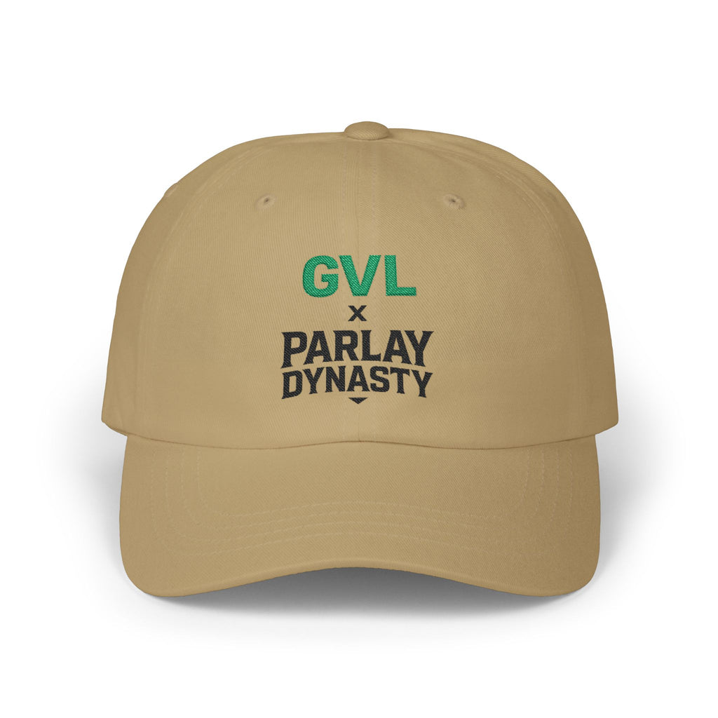 GVL x Parlay Dynasty Embroidered Dad Cap — White Classic Baseball Hat