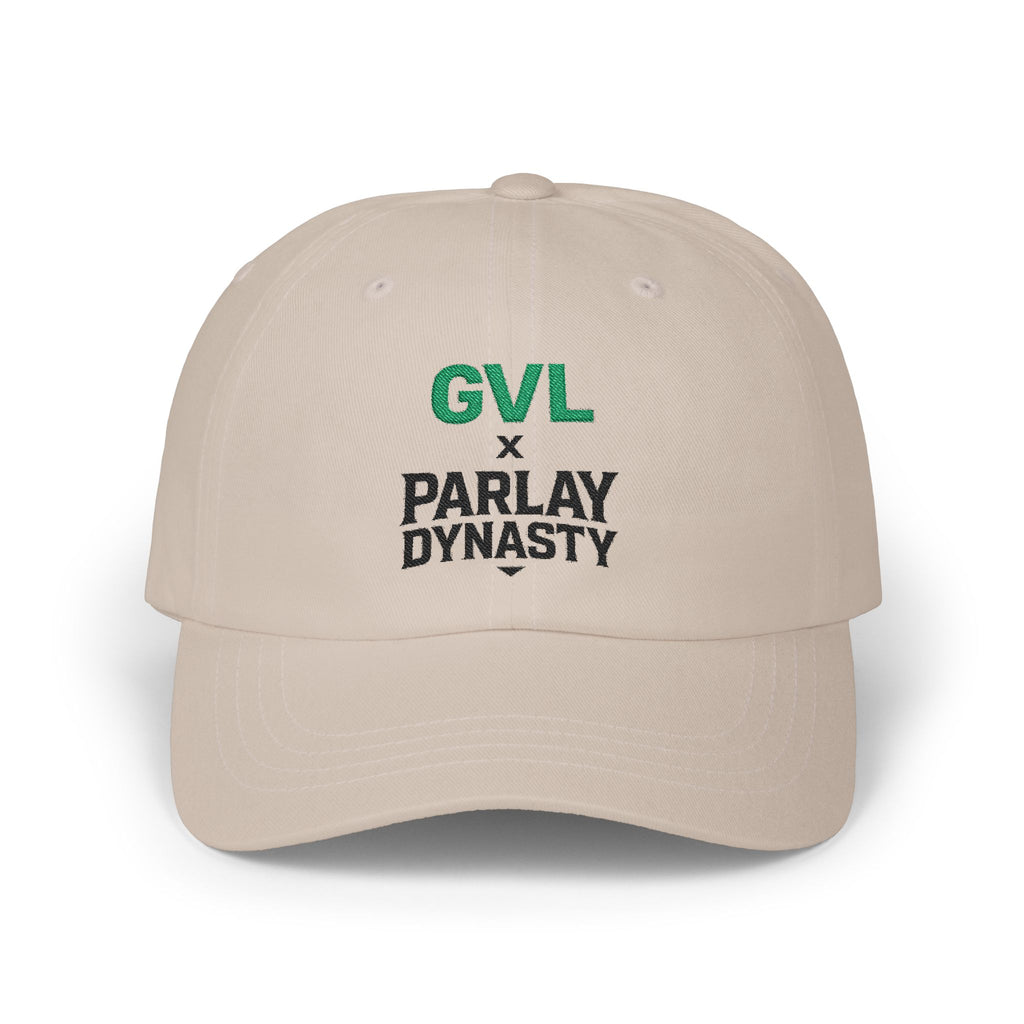 GVL x Parlay Dynasty Embroidered Dad Cap — White Classic Baseball Hat