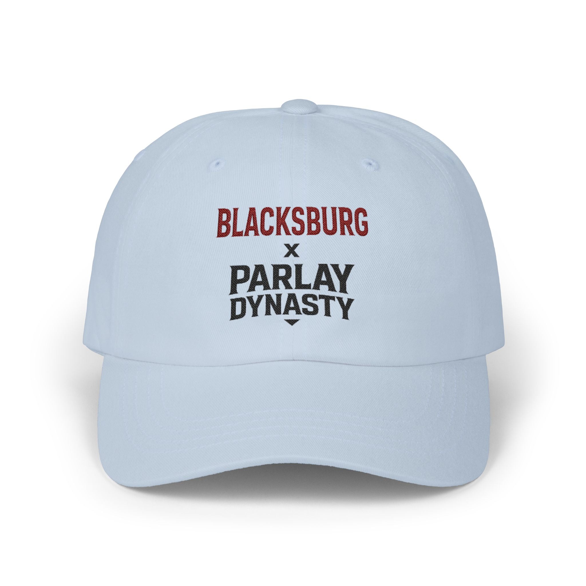 Blacksburg x Parlay Dynasty Dad Cap — Embroidered White Baseball Hat