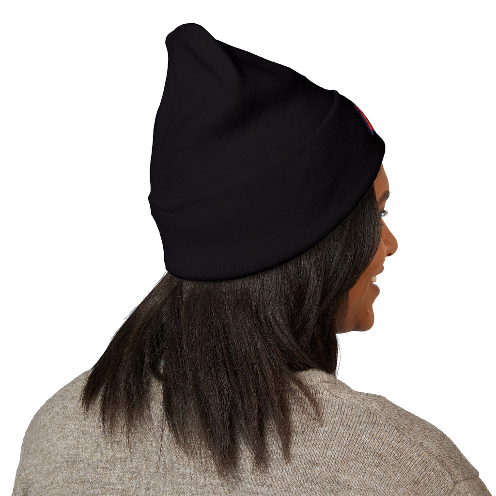 PD Embroidered Cuffed Beanie — Classic Knit Winter Hat