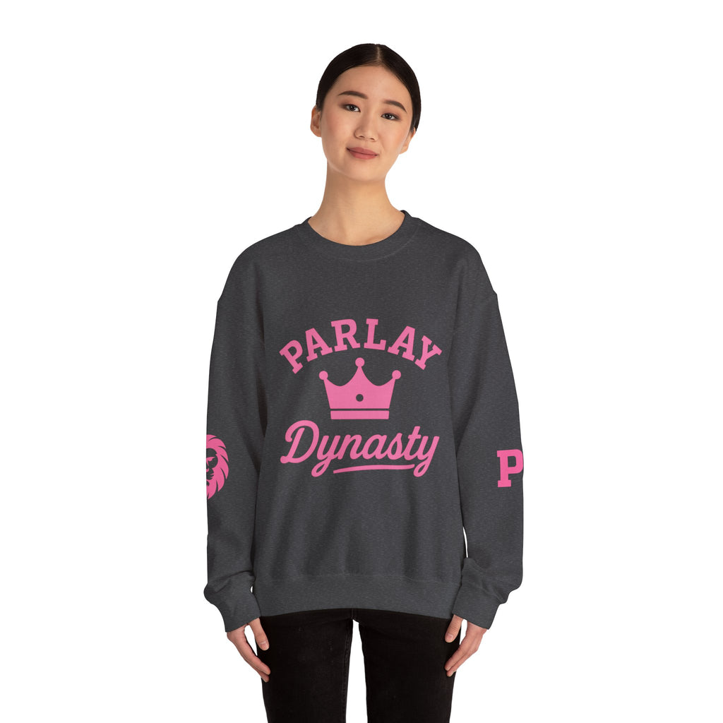 Parlay Dynasty Crewneck Sweatshirt — Pink Crown Logo Sports Fan Pullover