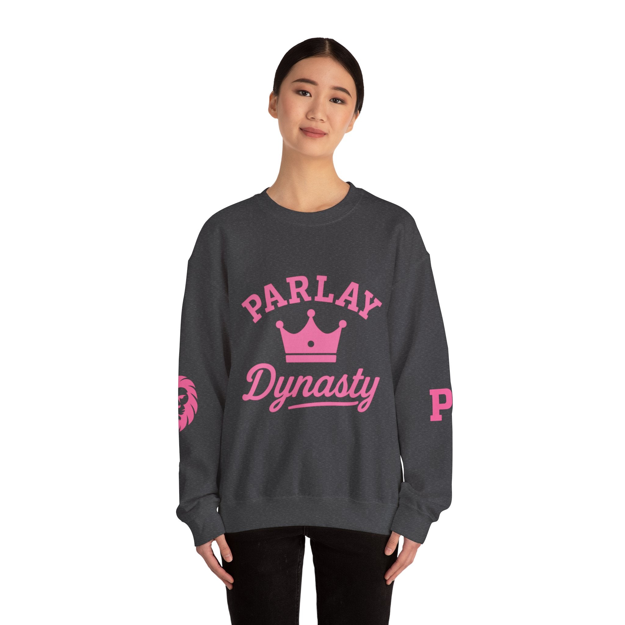 Parlay Dynasty Crewneck Sweatshirt — Pink Crown Logo Sports Fan Pullover