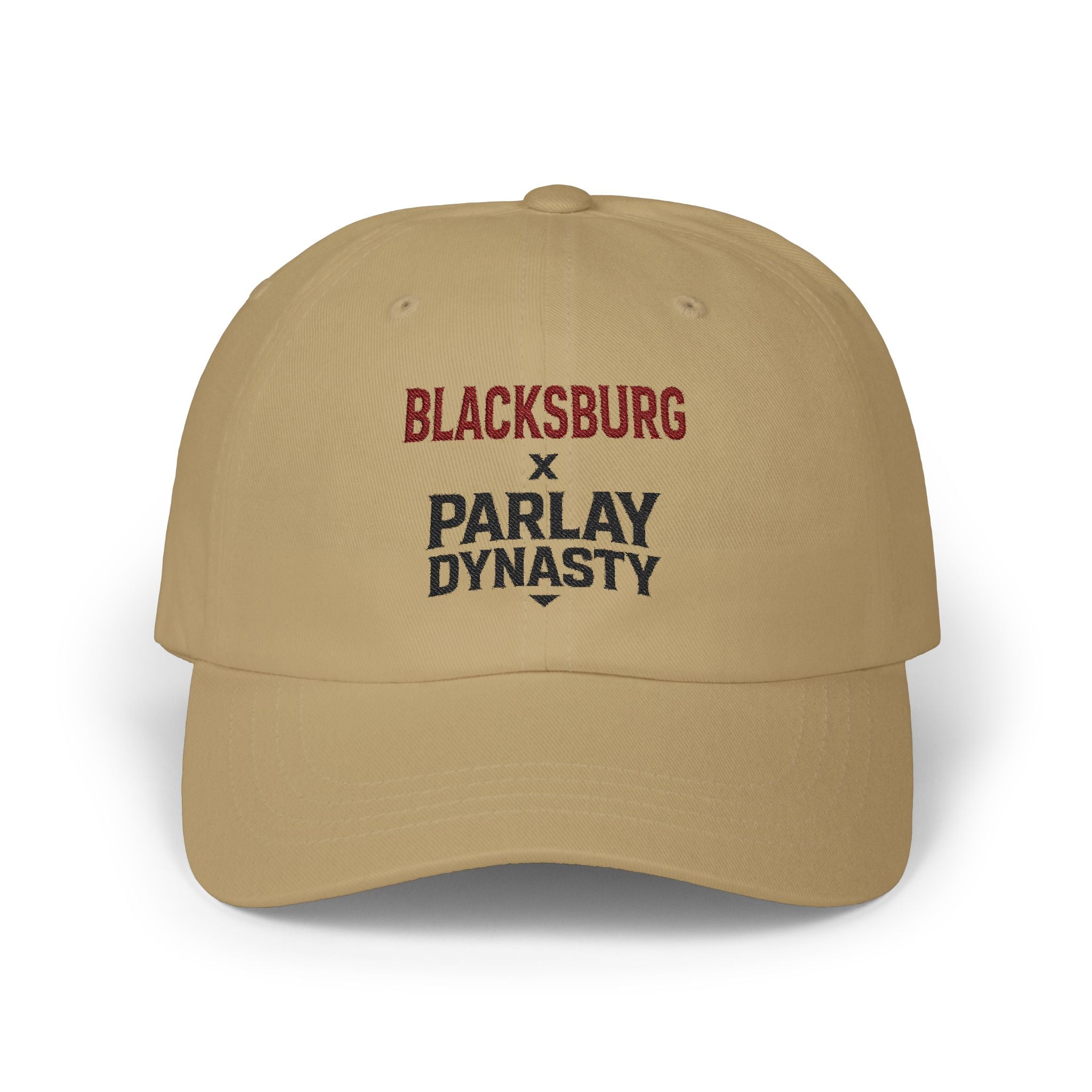 Blacksburg x Parlay Dynasty Dad Cap — Embroidered White Baseball Hat