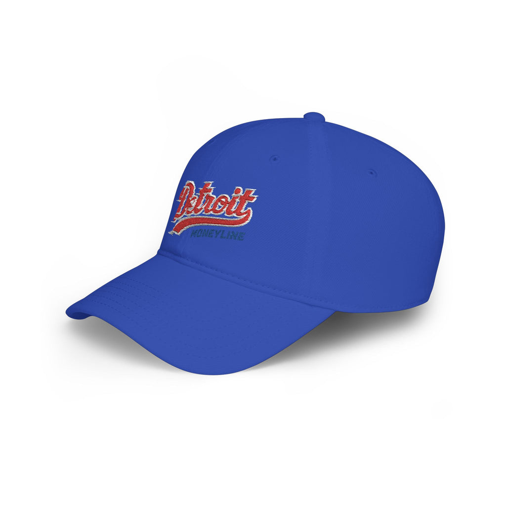 Detroit Monuments Low Profile Baseball Cap — Retro Script Red Hat