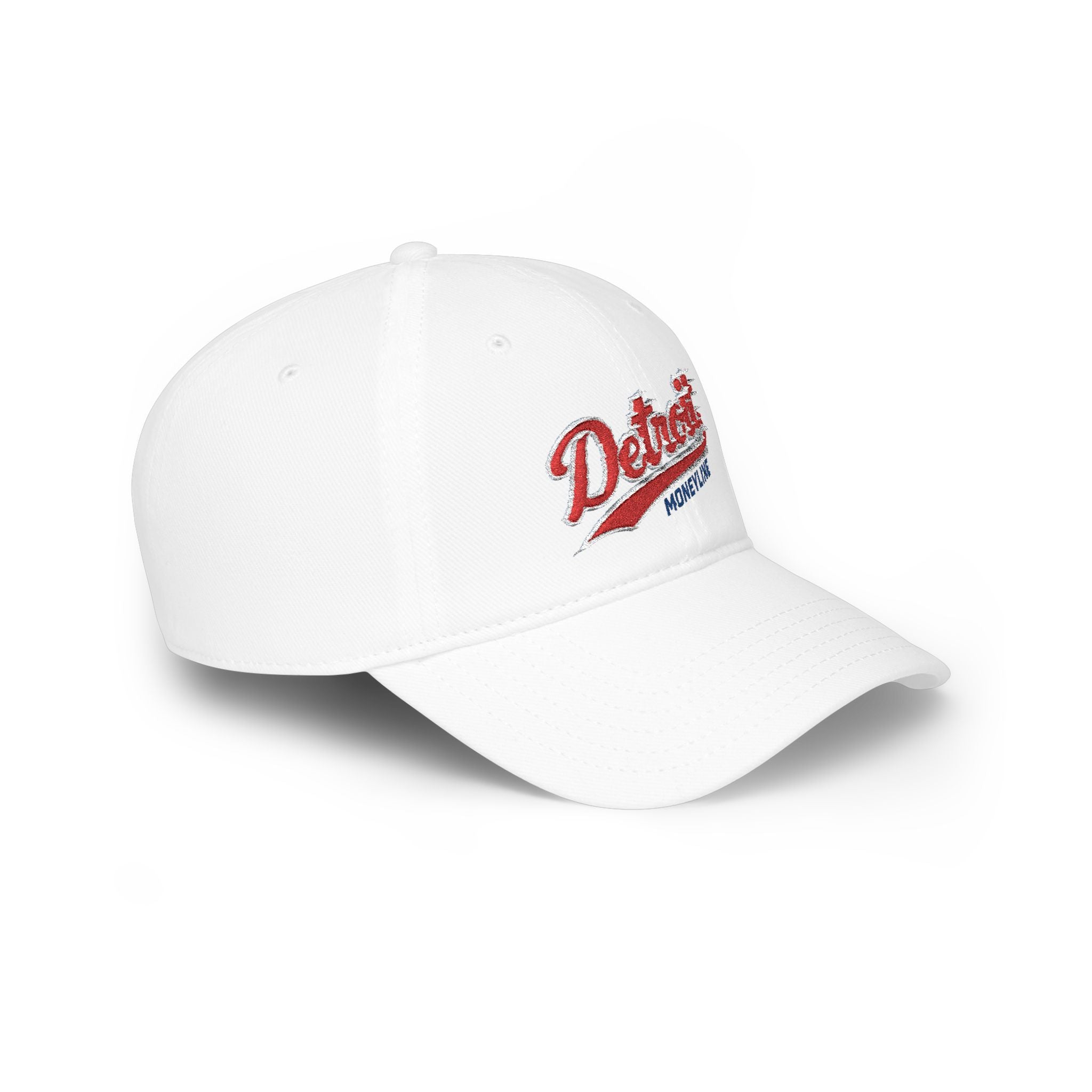 Detroit Monuments Low Profile Baseball Cap — Retro Script Red Hat