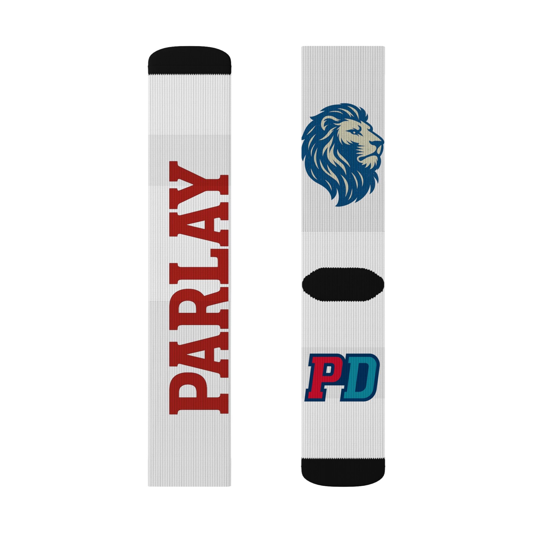 Dynasty Parlay Sublimation Socks — Custom Sports Crew Socks with Lion Logo
