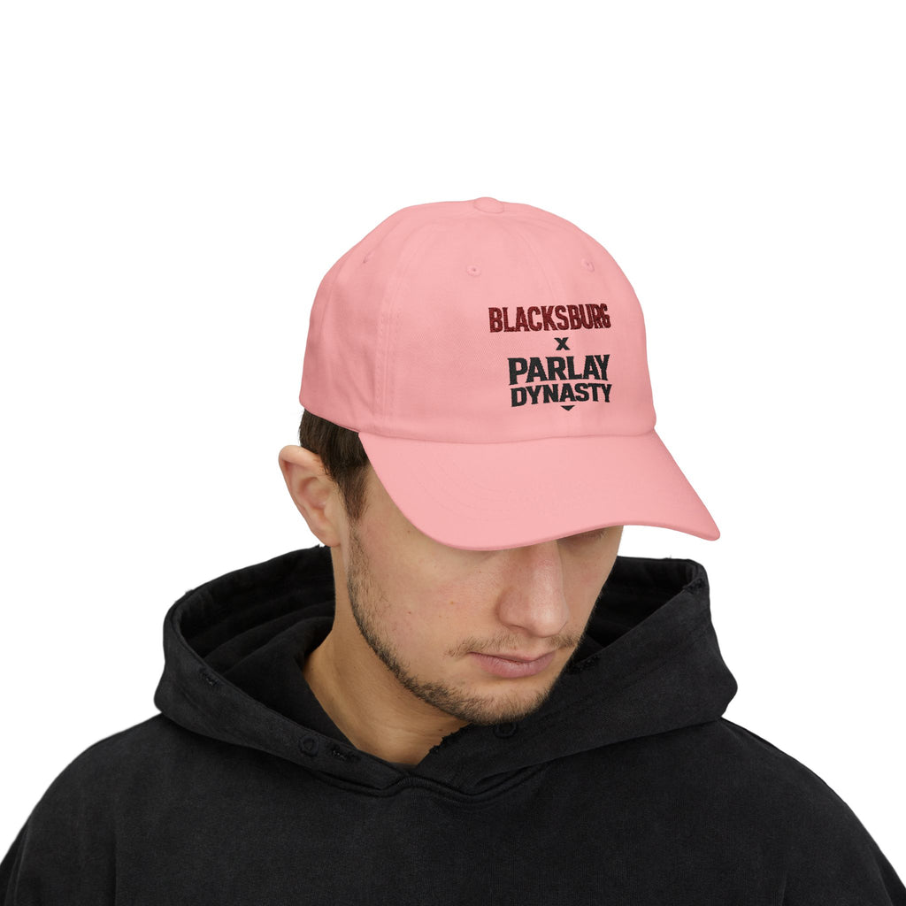 Blacksburg x Parlay Dynasty Dad Cap — Embroidered White Baseball Hat