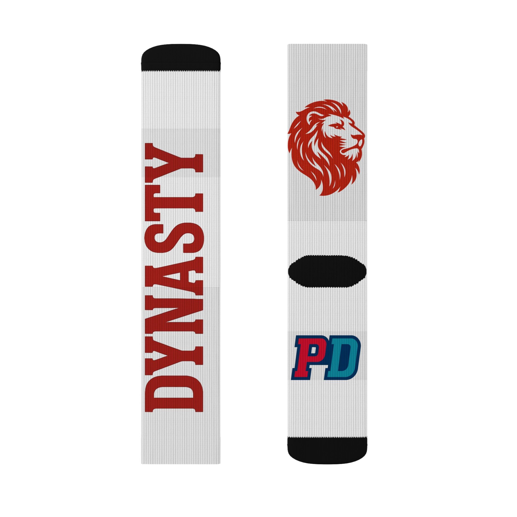 Dynasty Parlay Sublimation Socks — Custom Sports Crew Socks with Lion Logo