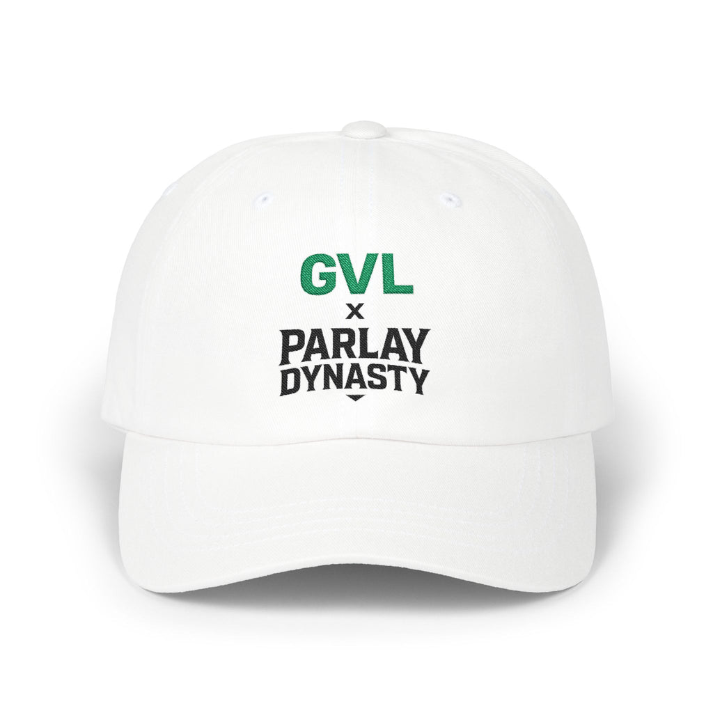 GVL x Parlay Dynasty Embroidered Dad Cap — White Classic Baseball Hat