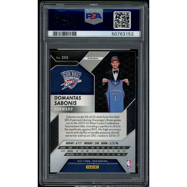 2016-17 Panini Prizm Domantas Sabonis #255 Rookie Card – Oklahoma City Thunder