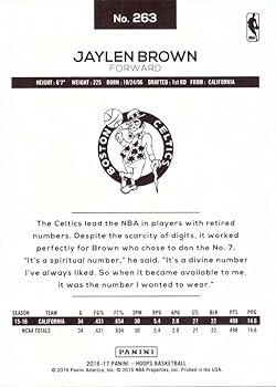 2016-17 NBA Hoops Jaylen Brown #263 Rookie Card – Boston Celtics