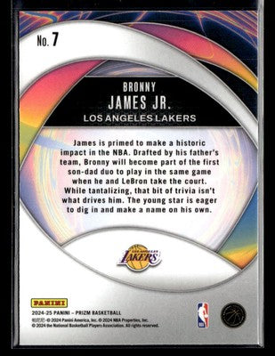 2024-25 Panini Prizm Instant Impact Silver #7 Bronny James Jr. – Rookie Year